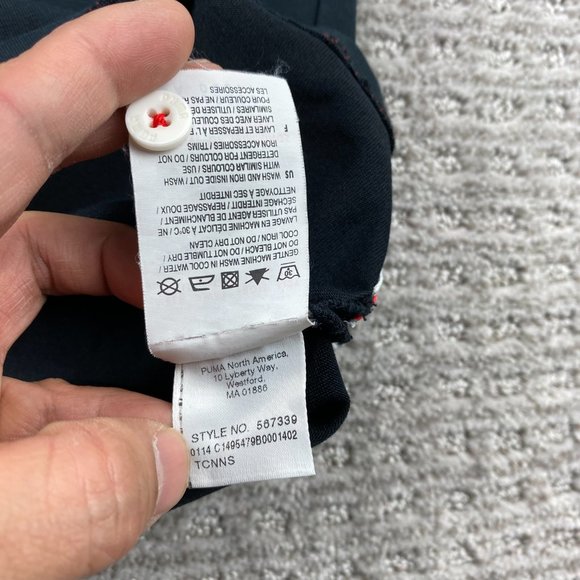 Puma Soccer Germany Polo Shirt Men Large L Black Green White Stripe Casual Sport - Picture 9 of 16